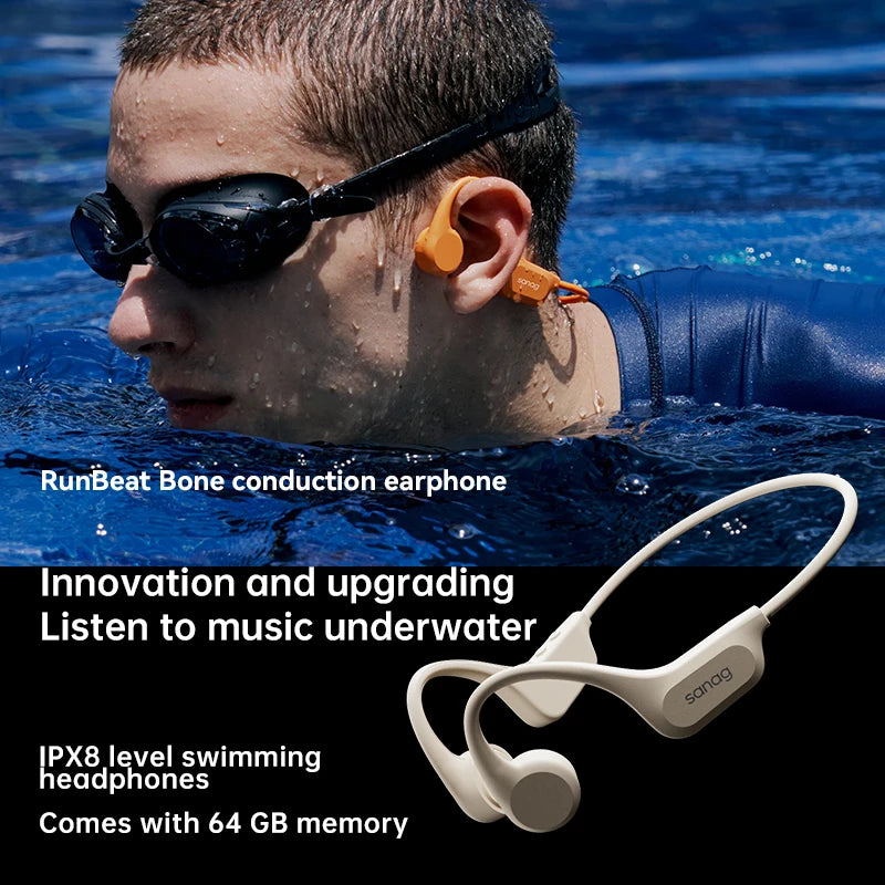 Sanag B60S Bone Conduction Swimming Headphones IPX8 Bluetooth MP3