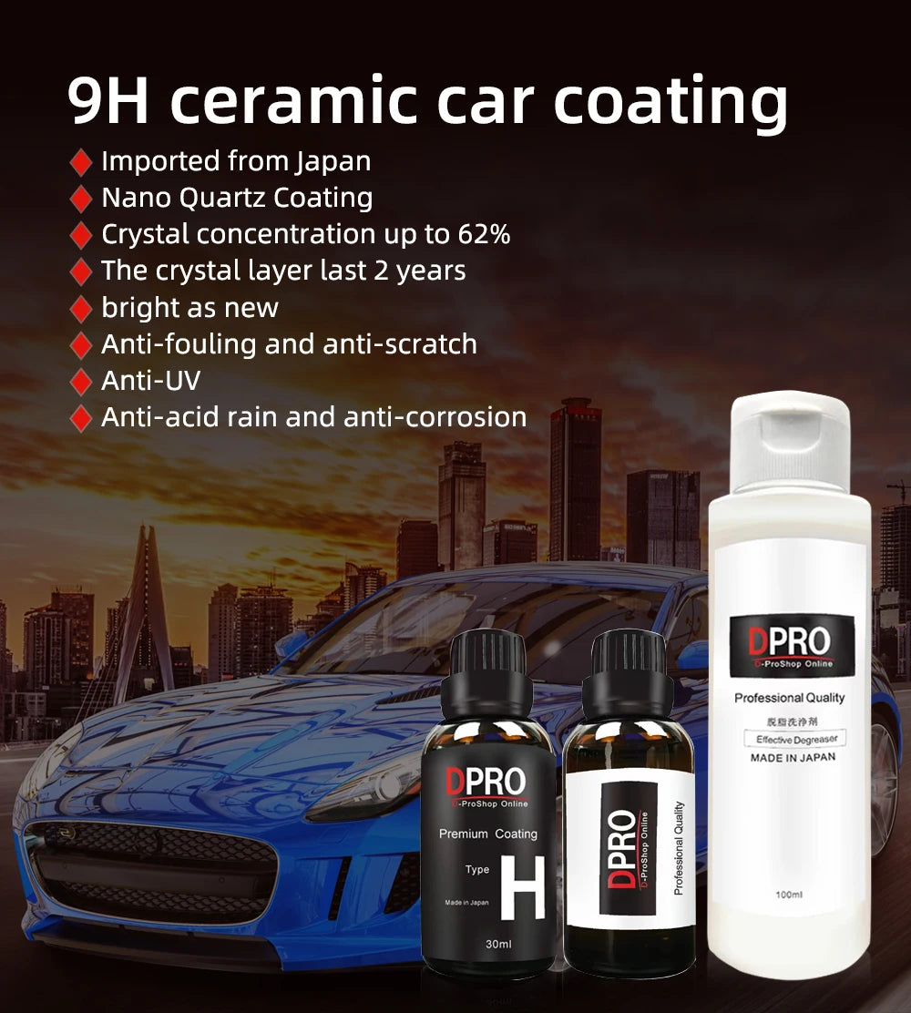 Dpro 9H Ceramic Car Coating Kit - Liquid Glass Nano Paint Protection