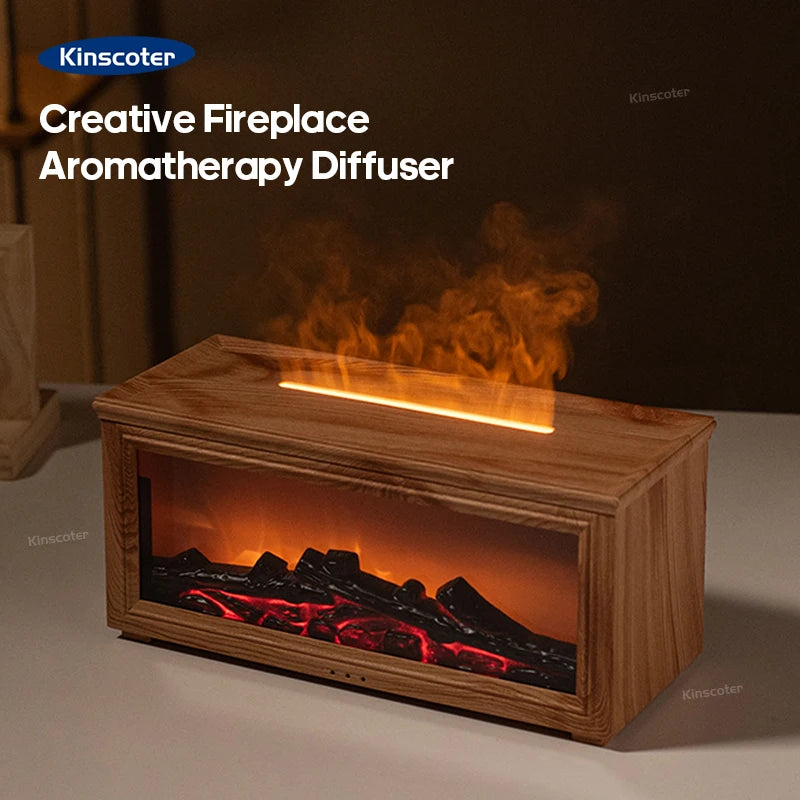 Simulated Fireplace Flame Diffuser & Humidifier with Essential Oils
