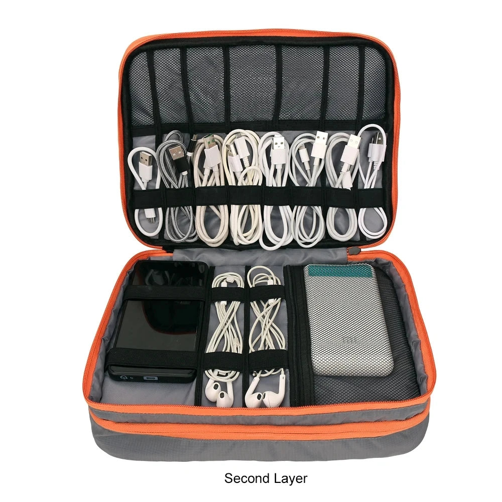 Multi-Layer Cable Storage Bag | Electronic Accessories Organizer for Travel