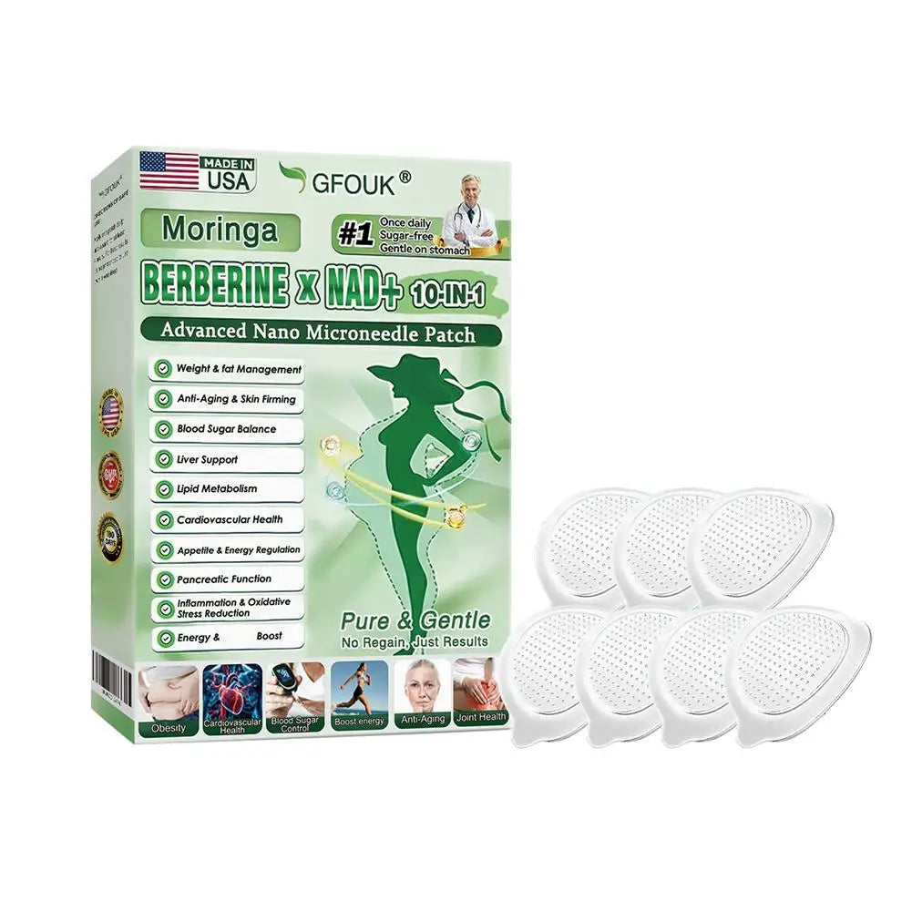 GFOUK Moringa Berberine NAD Patch | 10-in-1 Weight, Blood Sugar & Anti-Aging Support