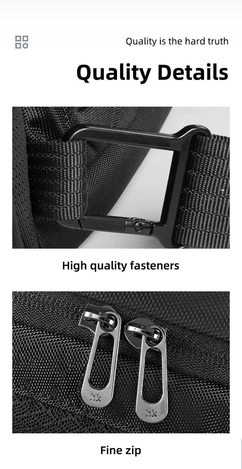 HK Anti-Theft Men's Shoulder Bag | Waterproof USB Chest Sling