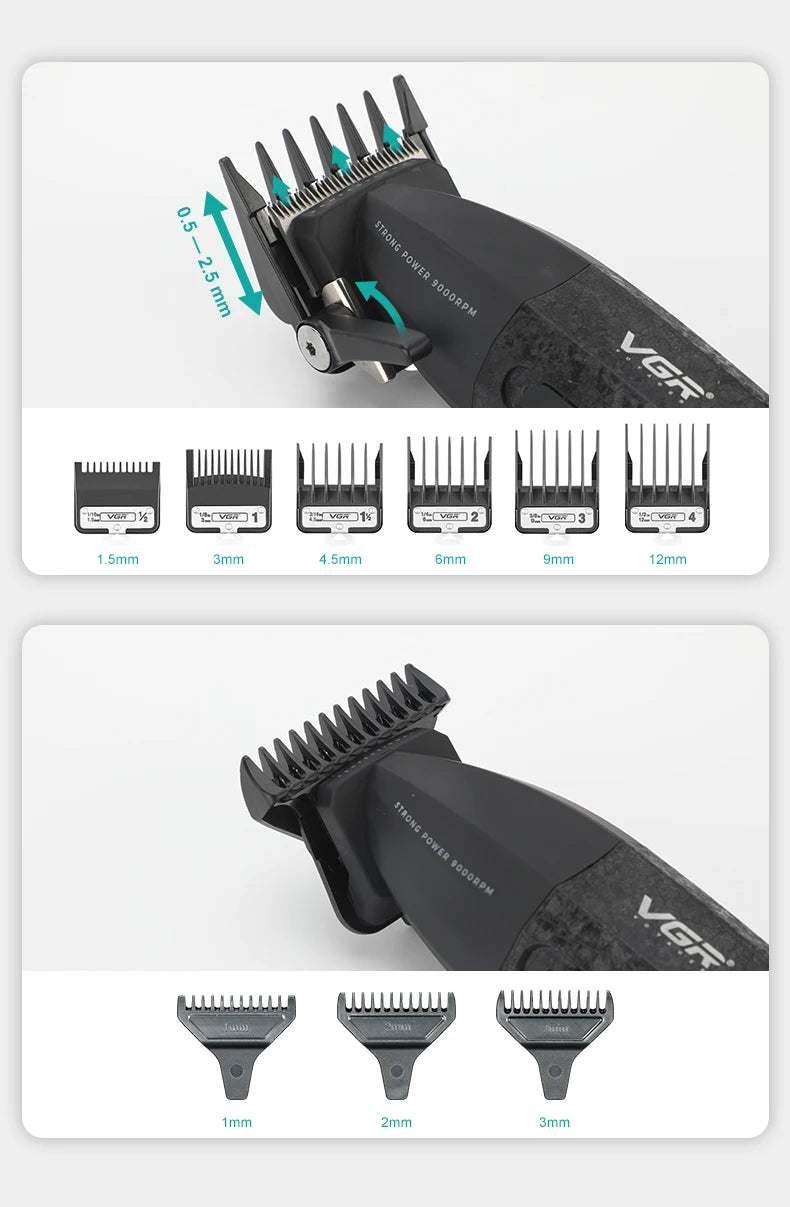 VGR Professional Cordless Hair Trimmer - Electric Clippers