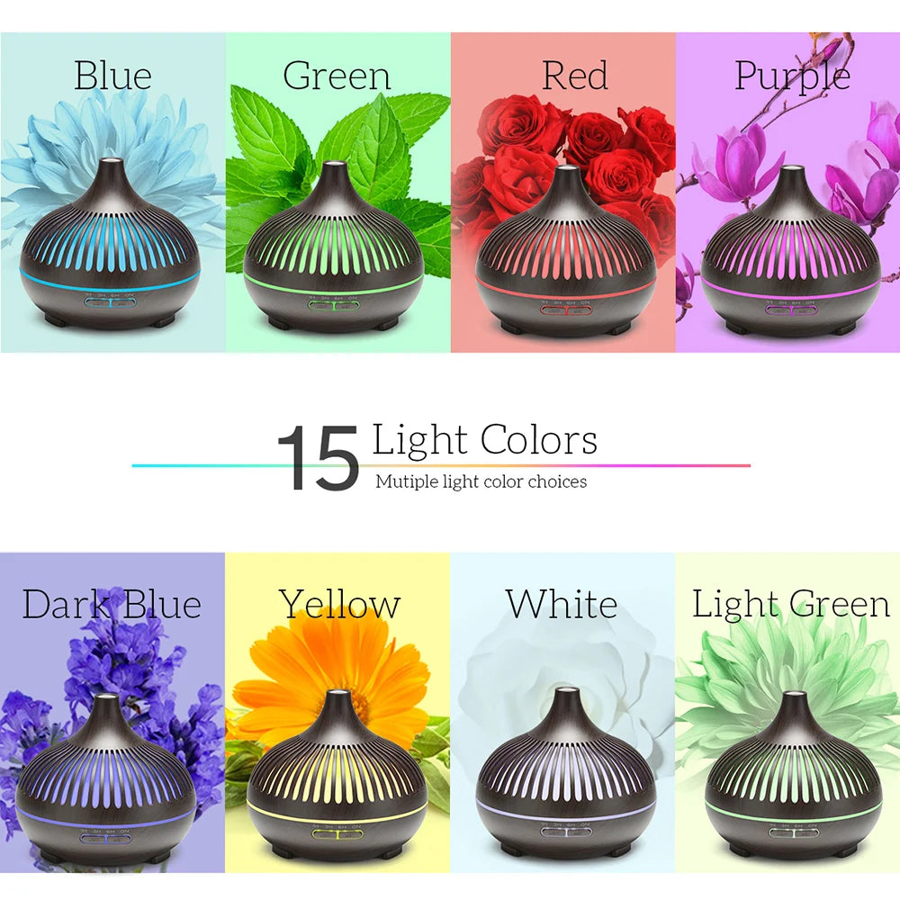 Wood Grain Aromatherapy Diffuser with Remote - Essential Oil Mist