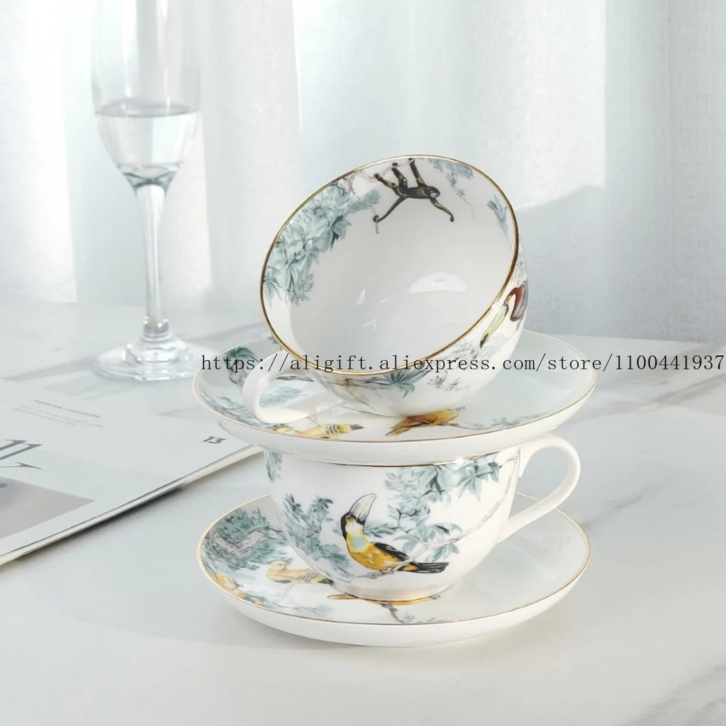 Jungle Floral Bone China Coffee Set | Elegant Tableware & Home Decor