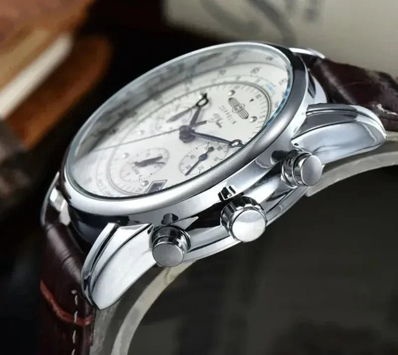 Zeppelin Airship Automatic Date Watch - Men's Luxury Leather Waterproof