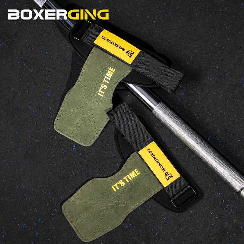 Vabena Cowhide Gym Gloves Grips - Anti-Skid Palm Protection for Weightlifting