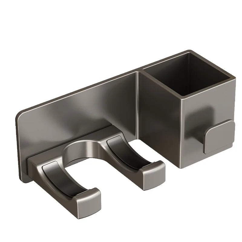 Wall Mounted Hair Dryer Holder with Storage - Bathroom Organizer Shelf