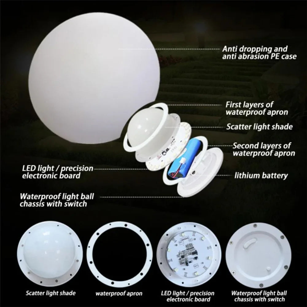DACHAN Waterproof RGB LED Garden Ball Light - Outdoor Decorative Sphere
