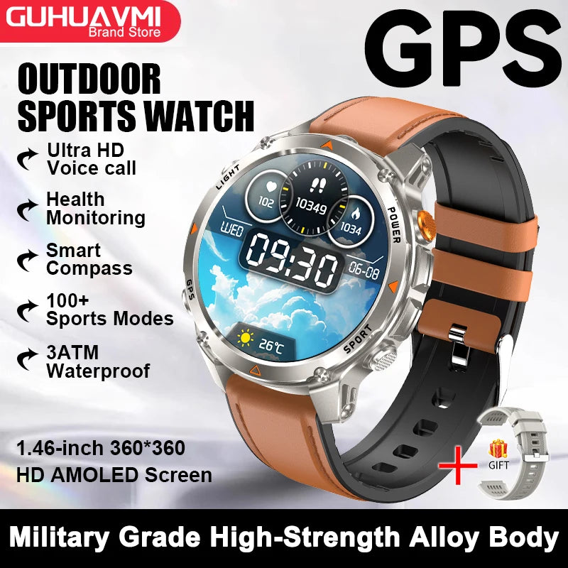 Vabena 2025 GPS Map Smartwatch | Navigation & Fitness for Men & Women