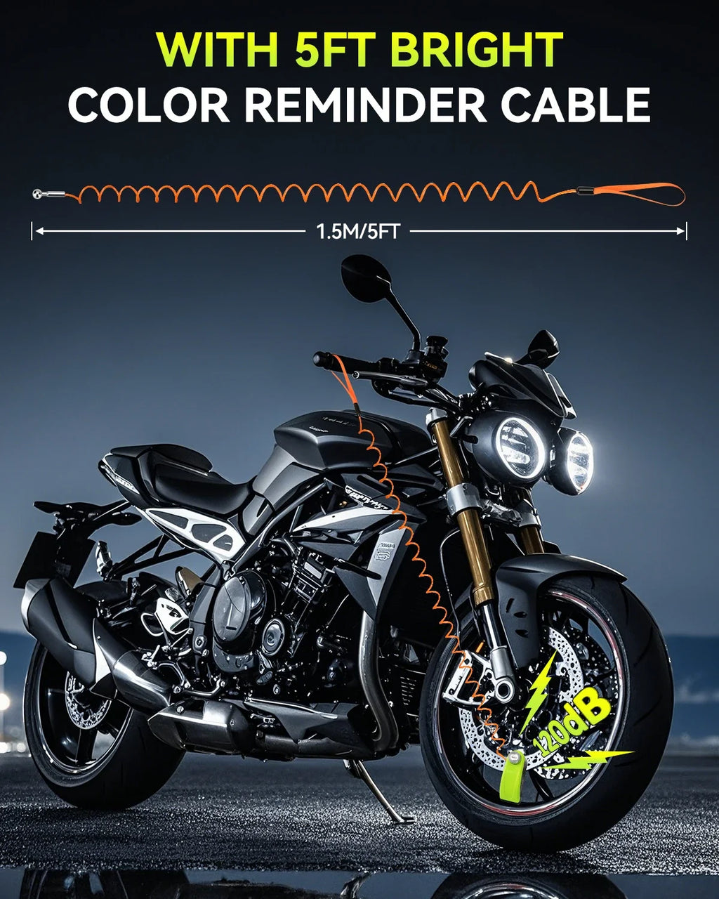 Extractme 110dB Motorcycle Alarm Disc Lock - Ultimate Waterproof Anti-Theft Security