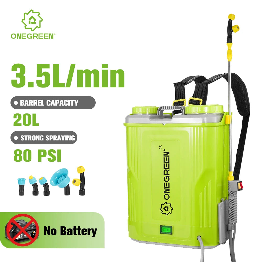 ONEGREEN 20L Rechargeable Electric Garden Sprayer for Makita 18V Battery - High Capacity Lawn Irrigation