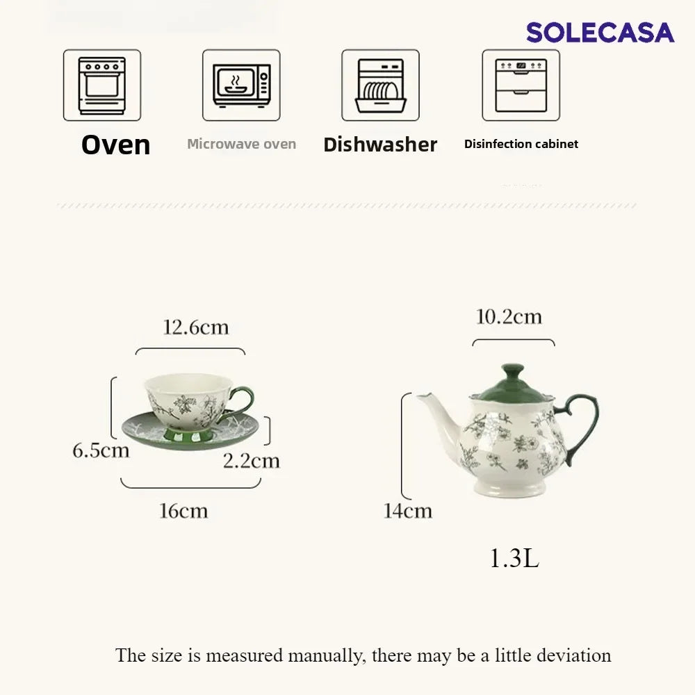 SOLECASA Floral Porcelain Dinnerware Set - Green Design