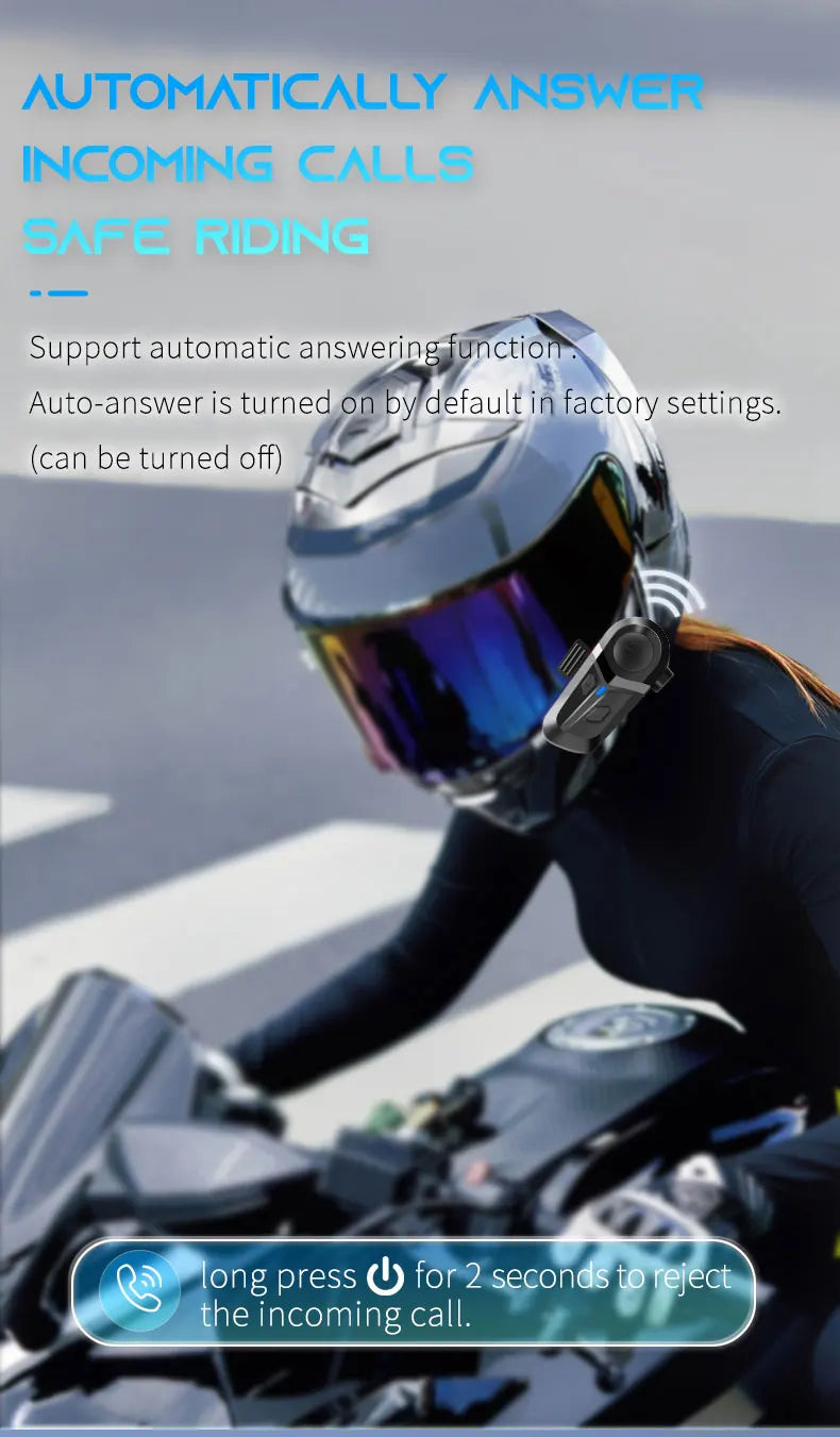 Bluetooth 5.3 Motorcycle Helmet Headset | Wireless Calls & Music