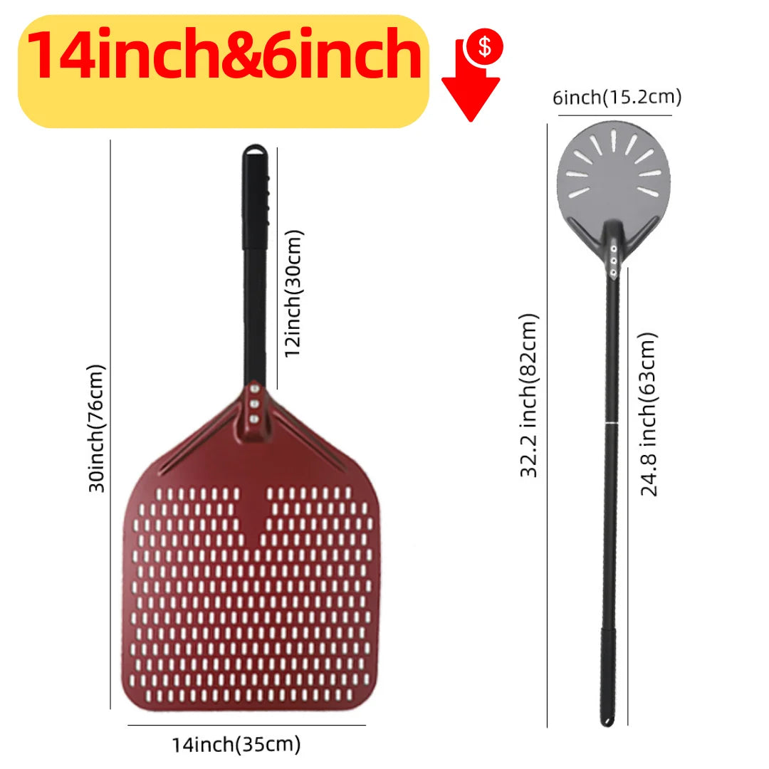 6-14 Inch Hard Anodized Aluminum Pizza Peel – Durable Oven Spatula & Bread Paddle