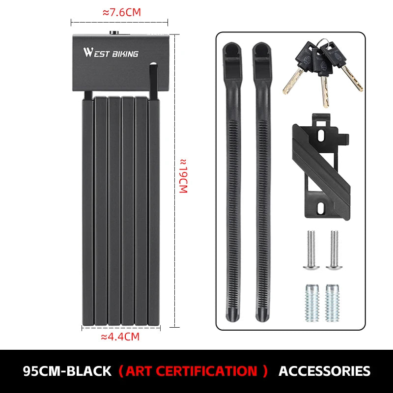 WEST BIKING Foldable Bike & Motorcycle Lock - Key & Password Security