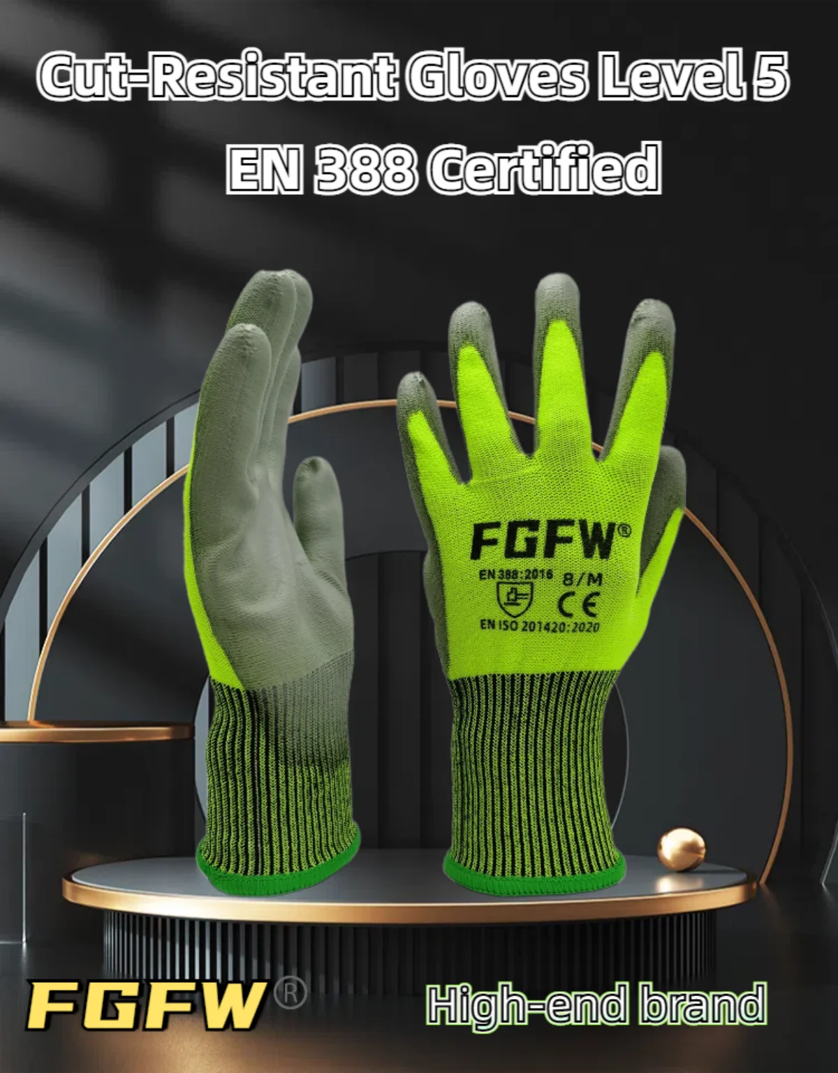 10 Pairs Military-Grade Level C Cut Resistant Gloves EN388 Certified for Industrial Use