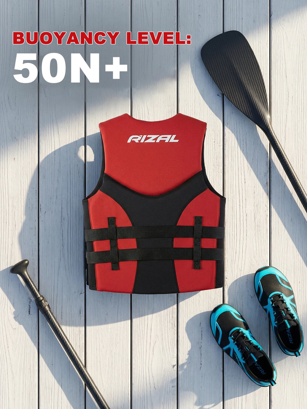 Adult Life Vest for Water Sports, Kayak, Wakeboard & Rescue - High Visibility Safety Jacket