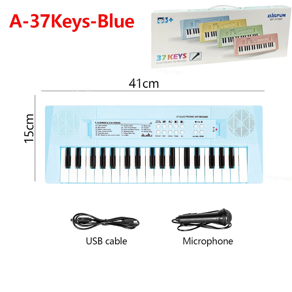 37 Keys Kids Electronic Piano Keyboard with Microphone | Educational Musical Toy