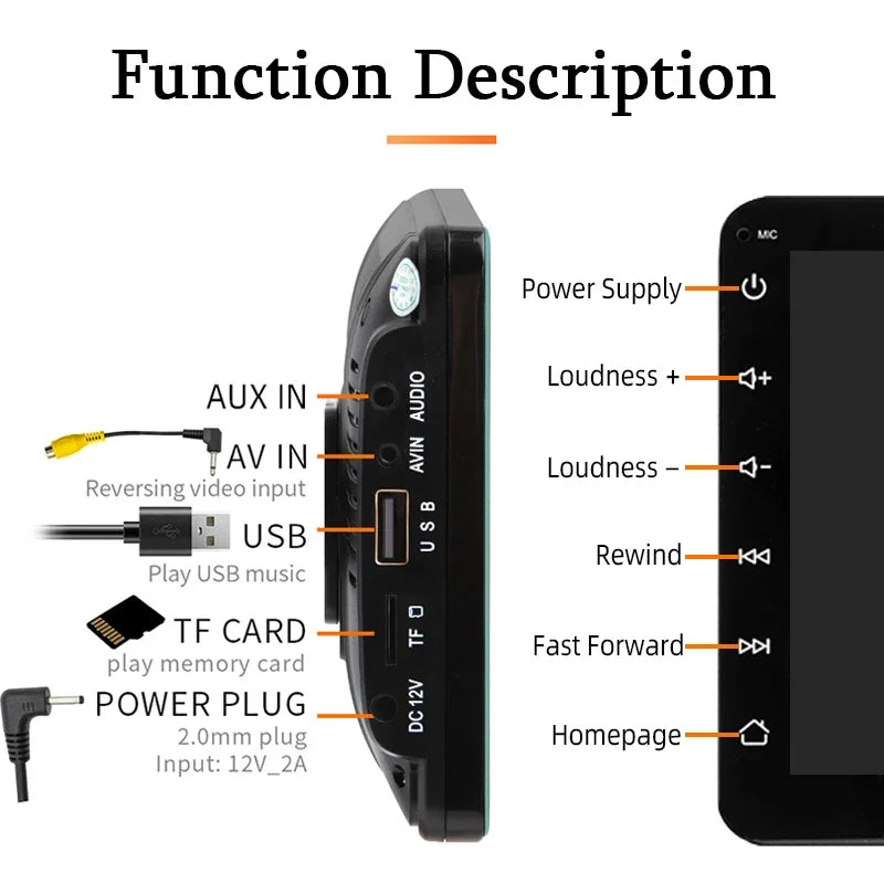 Hippcron 7inch Wireless CarPlay Android Auto Portable Car Radio