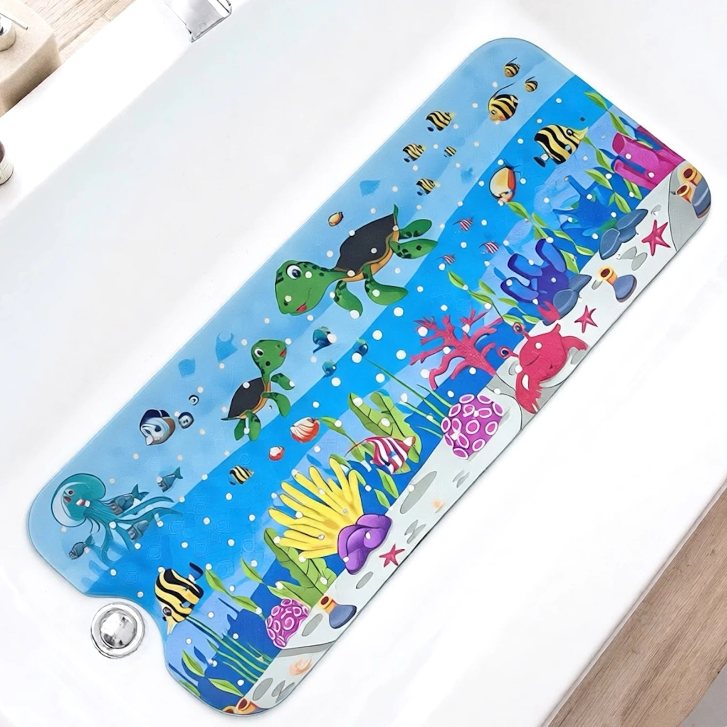 Cartoon Extra Long Bathtub Mat - Non-Slip Shower Mat 40x100cm with Suction Cups & Drain Holes