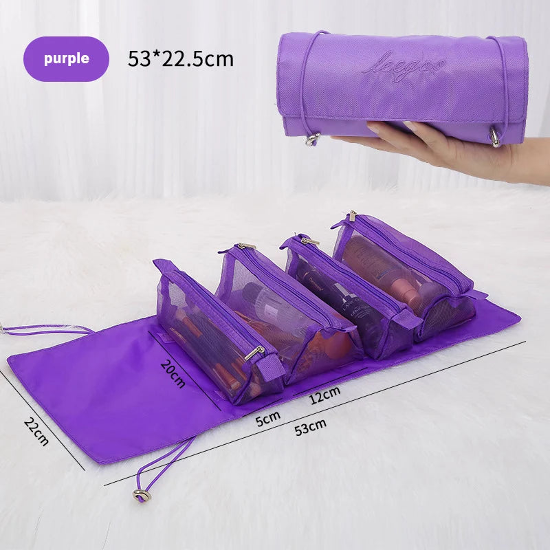4-in-1 Detachable Travel Cosmetic Bag – Large Capacity Makeup & Toiletry Organizer