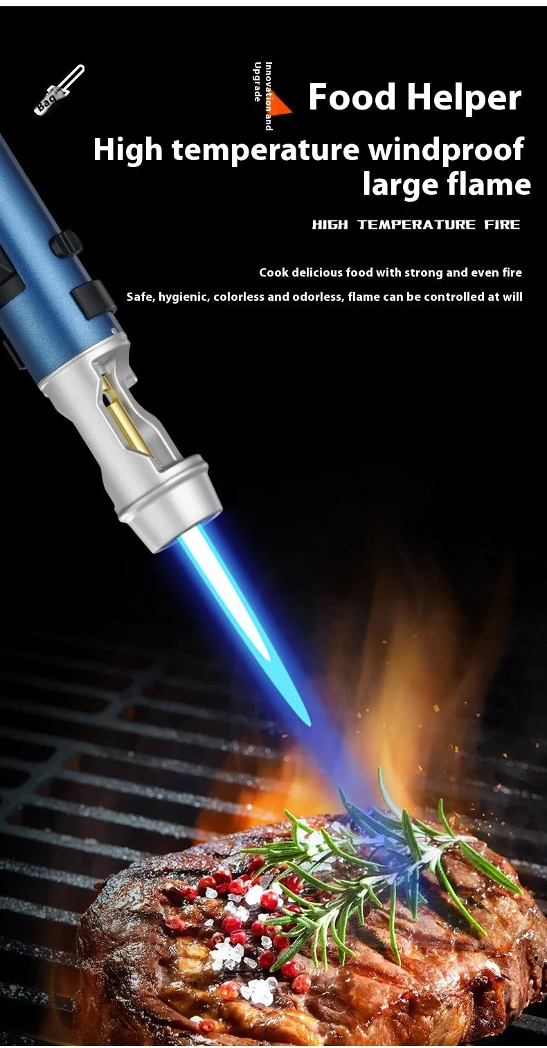Powerful Metal Gas Lighter - Windproof Torch for Kitchen, BBQ & Cigars