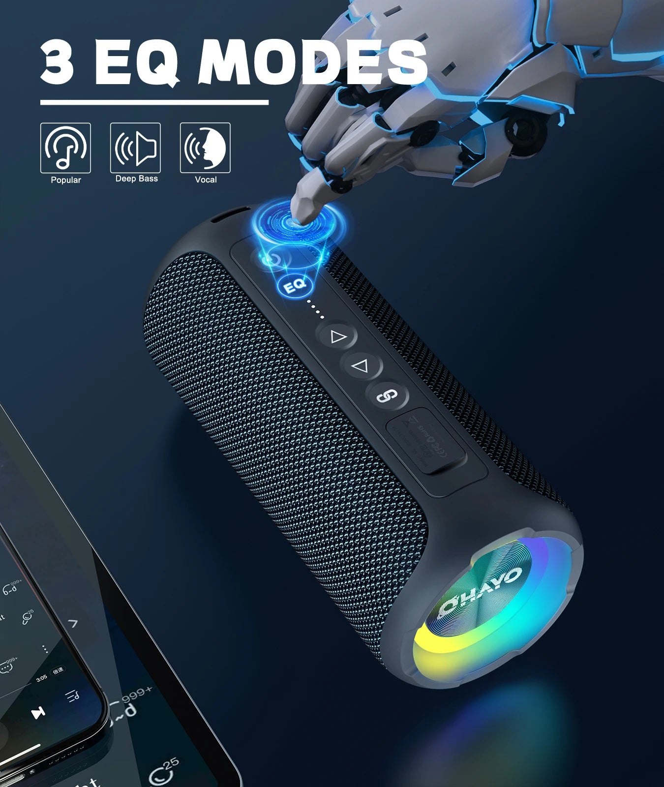 Ortizan 40W Enhanced Bass IP7 Waterproof Outdoor Bluetooth Speaker