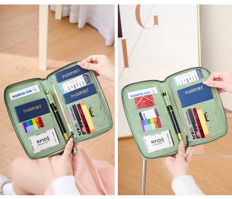 Travel Passport Wallet - RFID Anti-Theft PU Leather Organizer for Men & Women