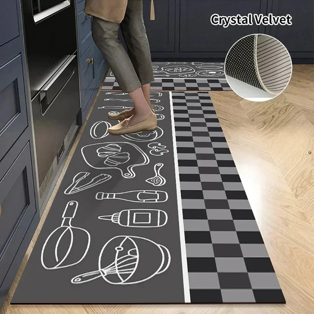 Non-Slip Crystal Velvet Kitchen Mat & Rugs for Living Room, Bedroom & Entryway