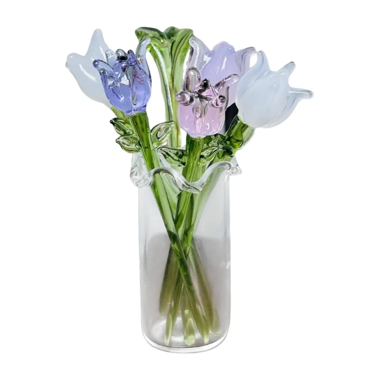 Glass Flower Bouquet with Vase - Everlasting Artificial Flowers for Girlfriend, Birthday, Wedding
