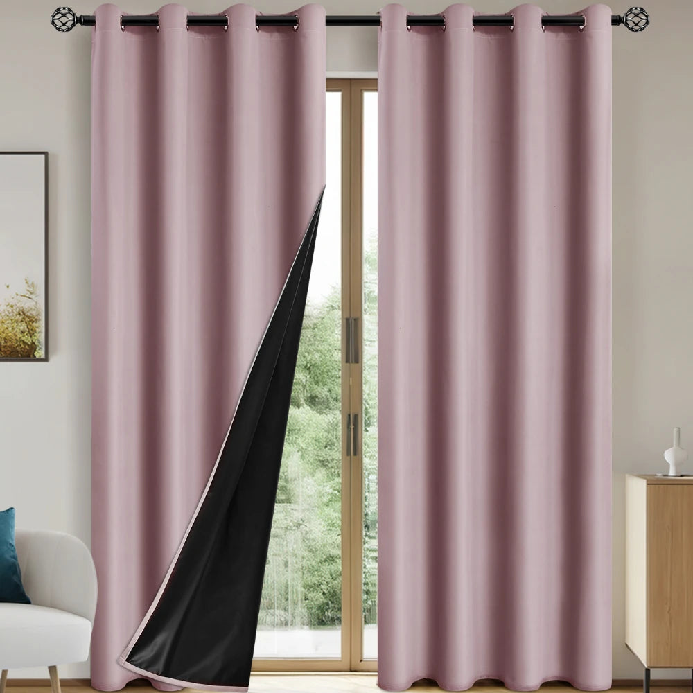 1panel Solid 100% Blackout Curtains with Grommets - Total Privacy Drapes