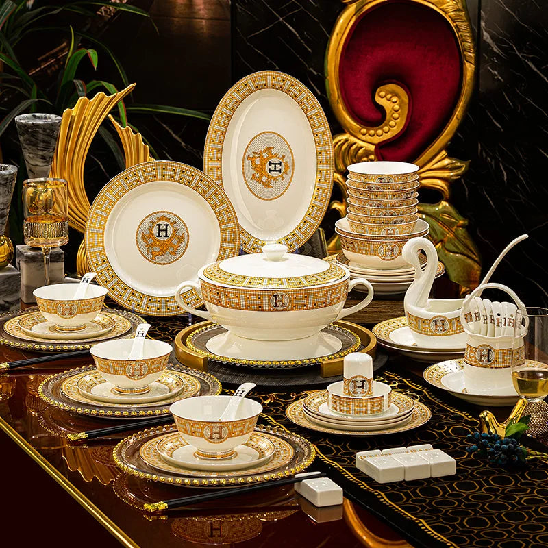 Vabena Luxury Bone China Dinnerware Set - Elegant Dining