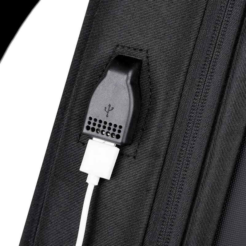 Men's Anti-theft Crossbody Bag with USB Charging Port & Combination Lock for Business & Travel