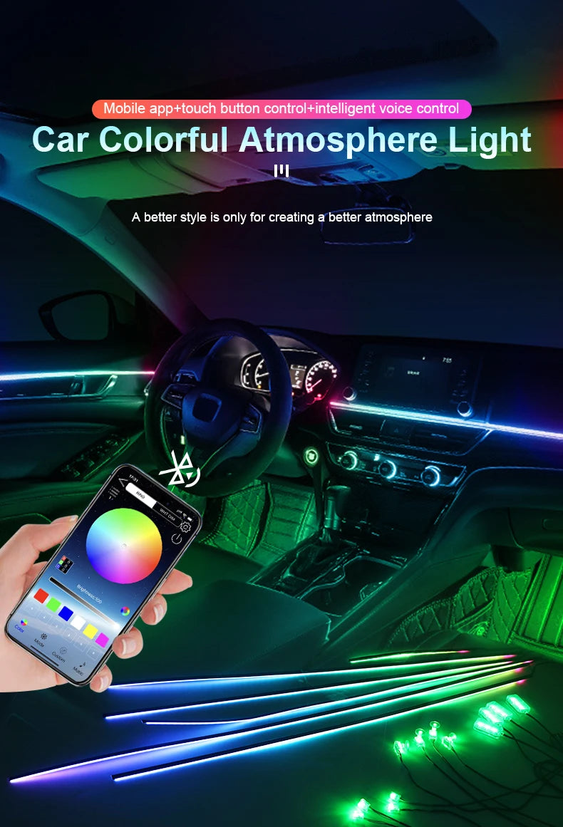 RGB LED Car Ambient Light Kit - APP Control Streamer Atmosphere Lamp