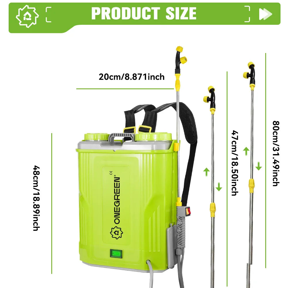 ONEGREEN 20L Rechargeable Electric Garden Sprayer for Makita 18V Battery - High Capacity Lawn Irrigation