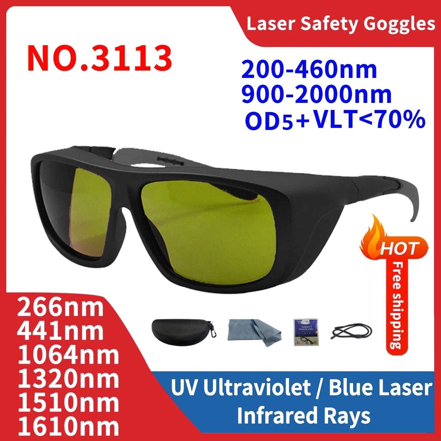 Laser Safety Glasses - UV, IR, IPL, FPV Eye Protection 1064nm, 532nm