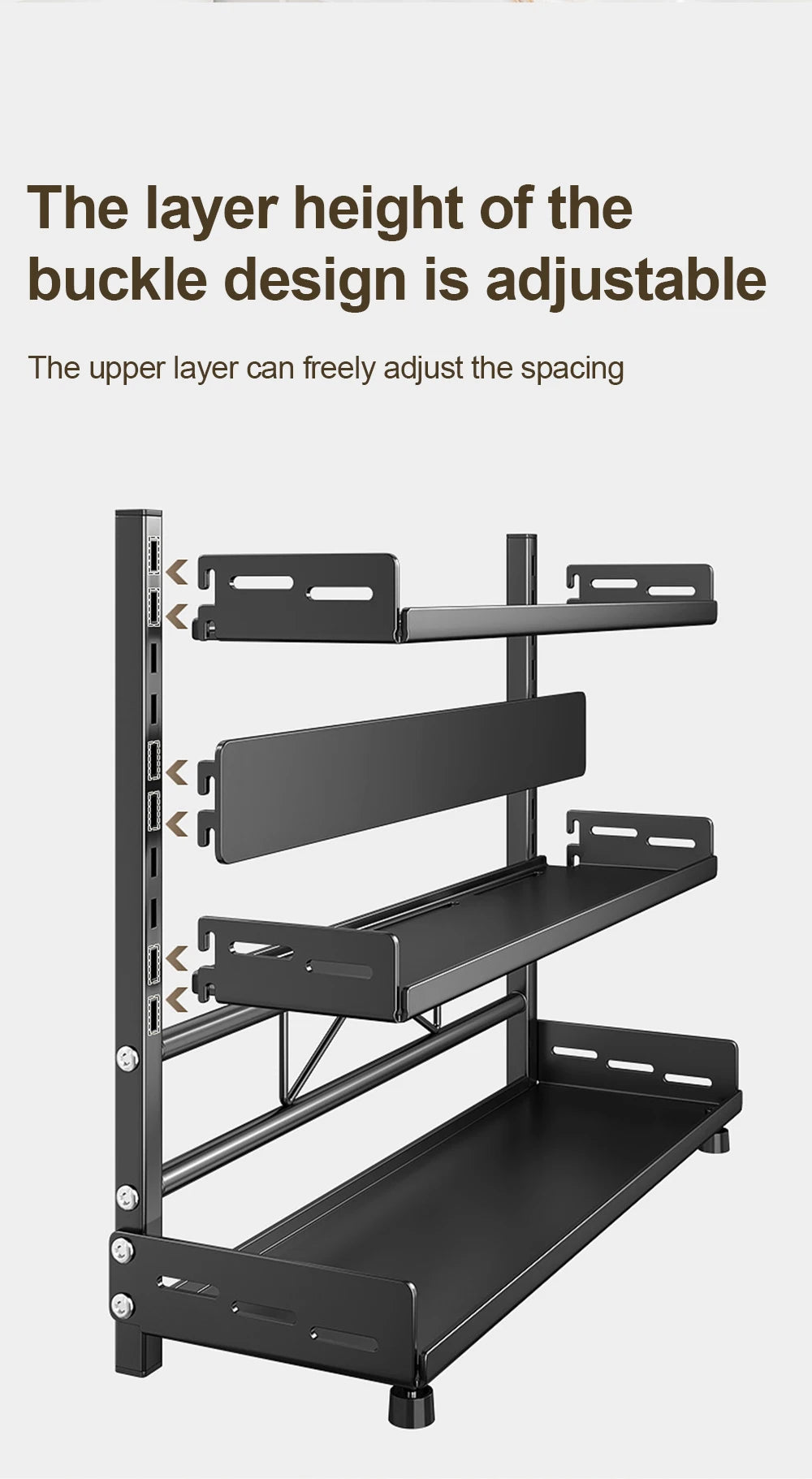 3 Tier Adjustable Spice Rack - Countertop & Cabinet Kitchen Organizer
