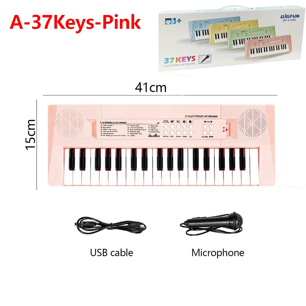 37 Keys Kids Electronic Piano Keyboard with Microphone | Educational Musical Toy