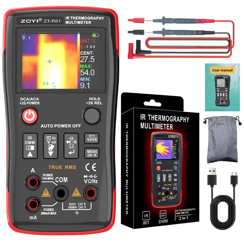 ZOYI R01 Thermal Imager Multimeter: 2-in-1 Infrared Thermometer Electrical Tester