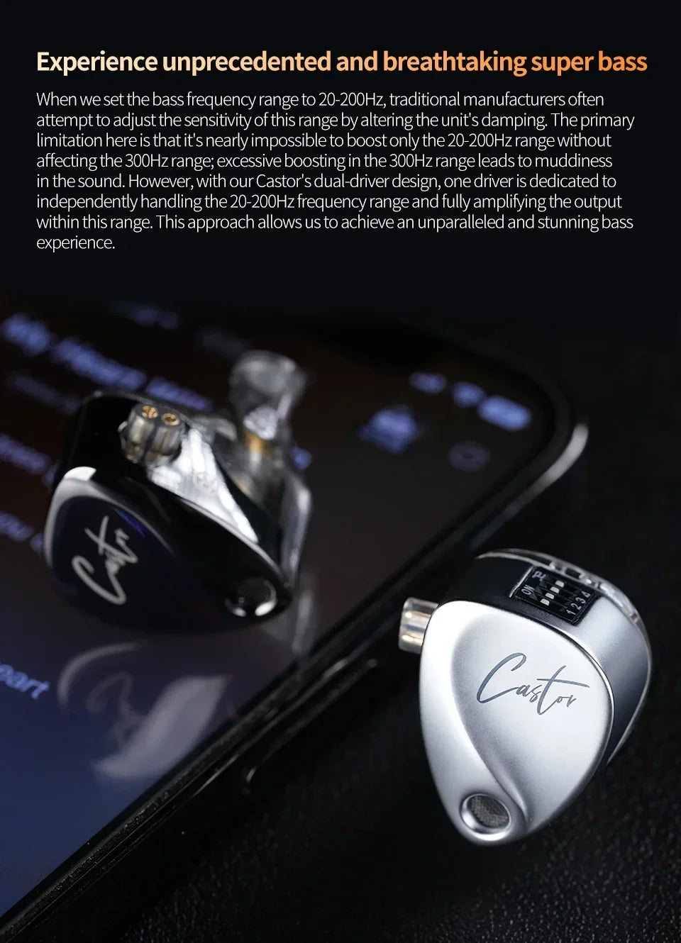KZ Castor 2DD Dynamic In-Ear Earphones - High-End Tunable HiFi Bass Monitor Headphones