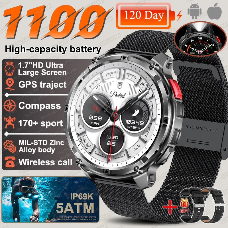 T-Rex3 Pro Smartwatch | 1100mAh Battery, GPS, 5ATM Waterproof, Military-Grade