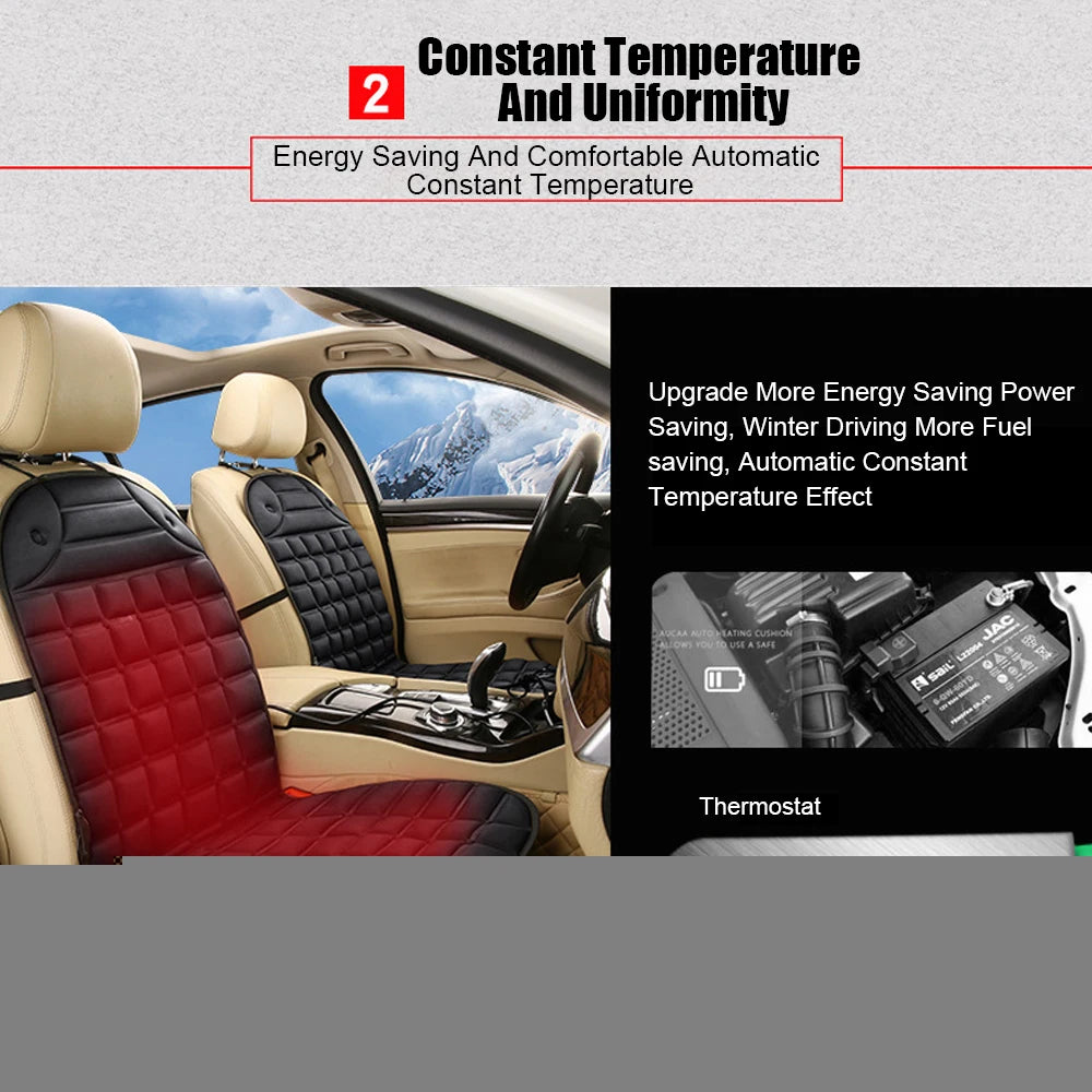 12V Universal Heated Car Seat Cushion Cover – Instant Winter Warmth