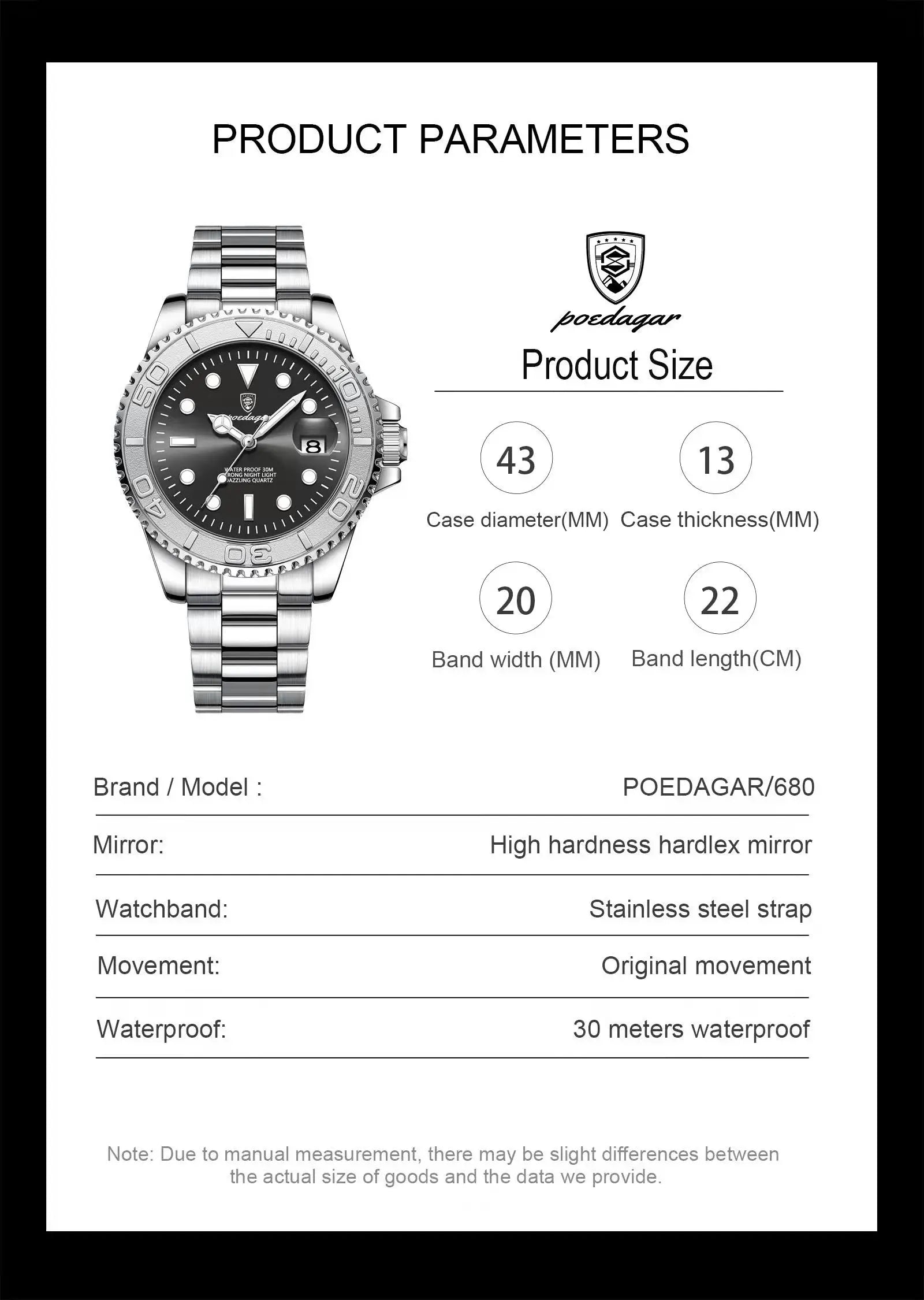 POEDAGAR Luxury Men's Quartz Watch - Waterproof & Luminous Date