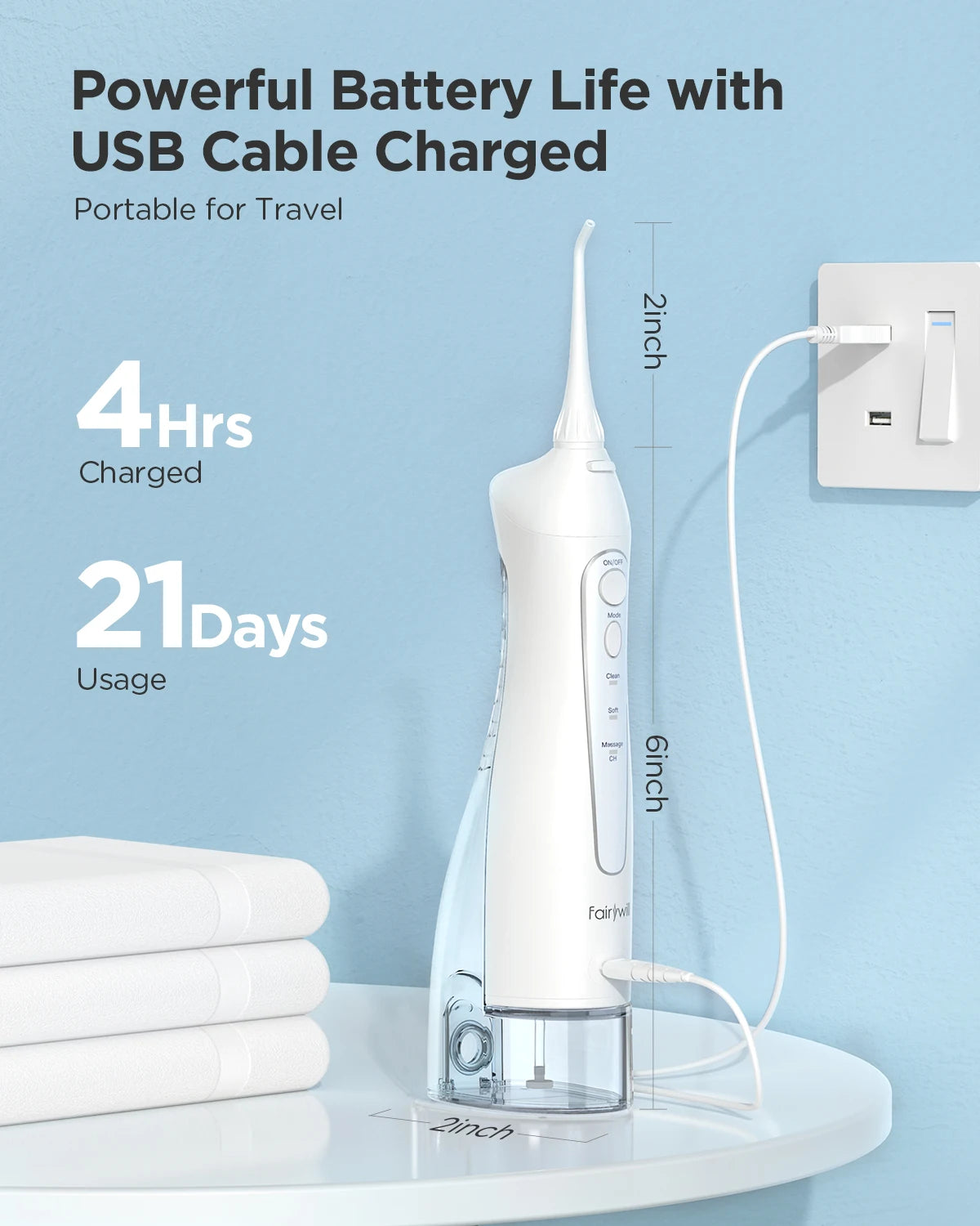 Fairywill Water Flosser - Rechargeable Portable Oral Irrigator