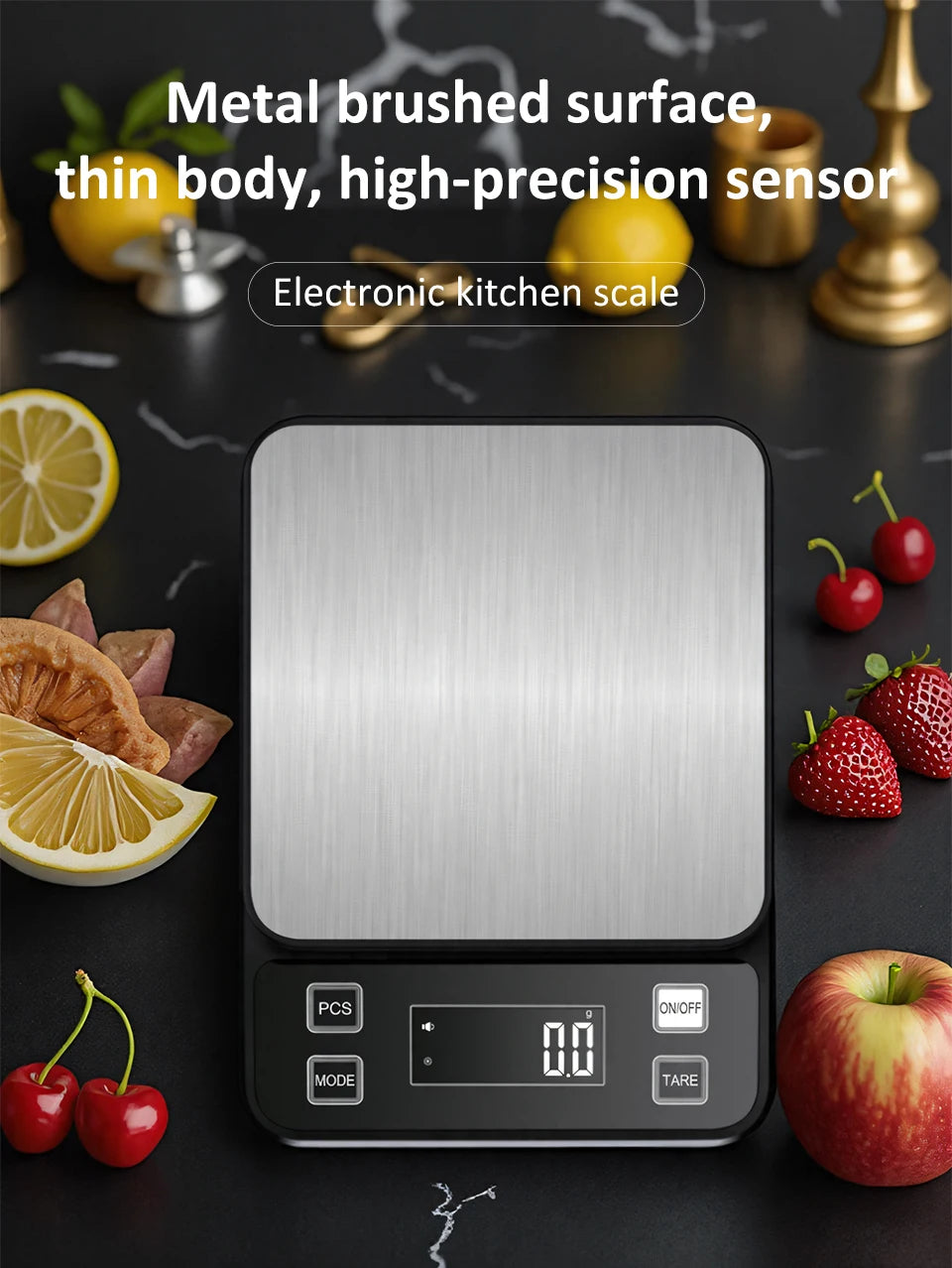 Digital Waterproof Stainless Steel Kitchen Scale - 3/5/10kg, 0.1g Precision