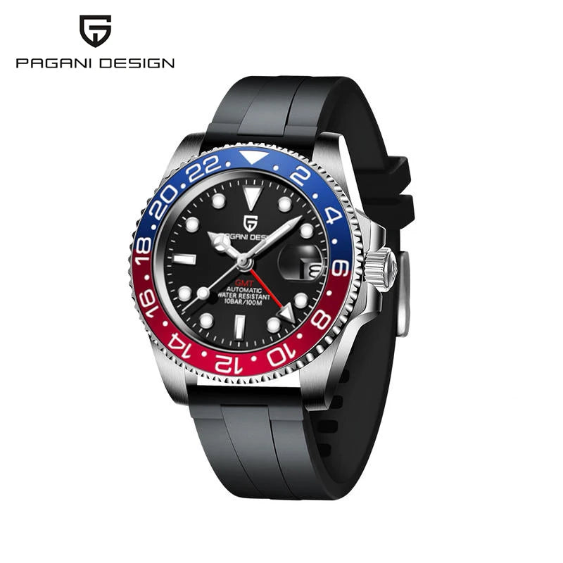PAGANI DESIGN PD-1662 Luxury GMT Mechanical Watch - Sapphire, Steel, 100M Waterproof