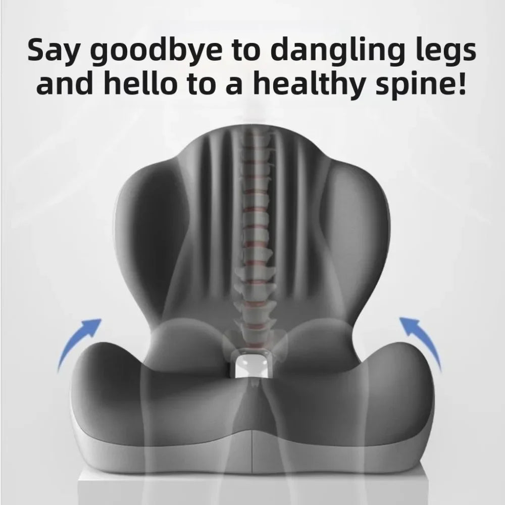 Ergonomic Memory Foam Seat Cushion with Lumbar Support for Office, Car & Home Back Pain Relief