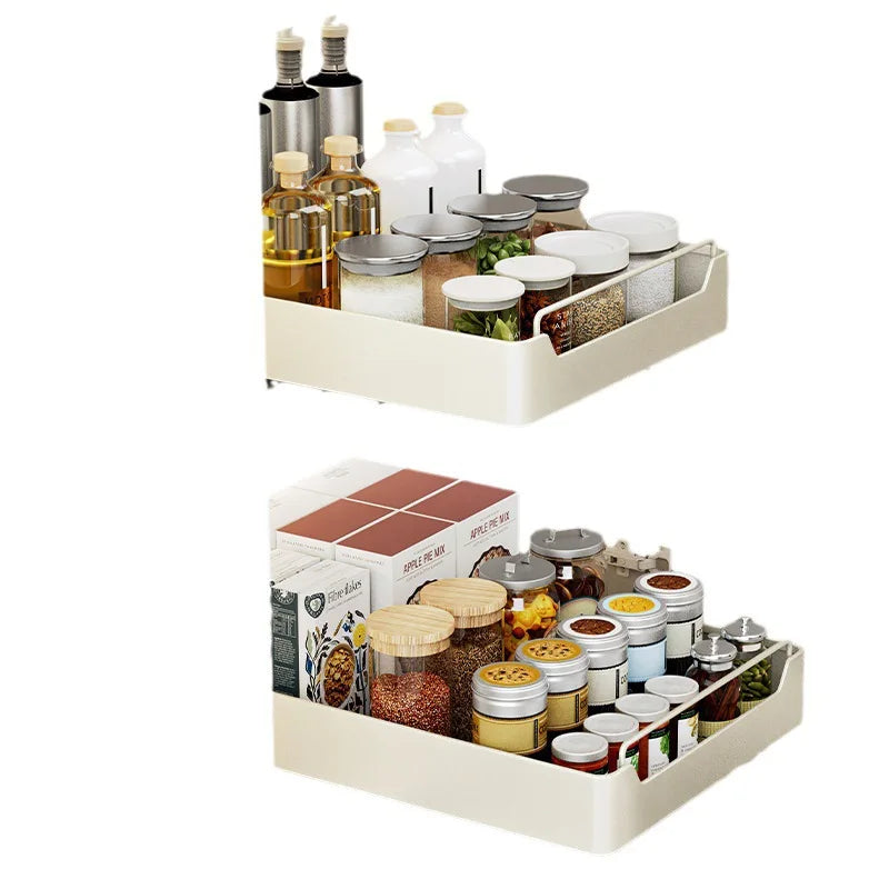 Kitchen Cabinet Pull-Out Drawer Organizer - Spice Rack & Storage Tray