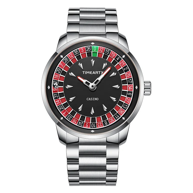 TIMEARTX Luxury Roulette Poker Game Quartz Watch for Men